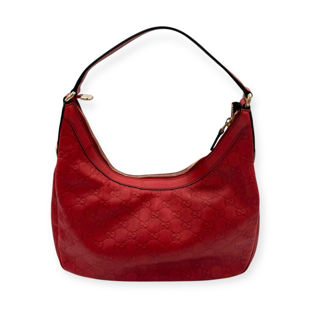 Gucci Guccissima Charmy Hobo Bag Red Leather - Picture 15 of 15